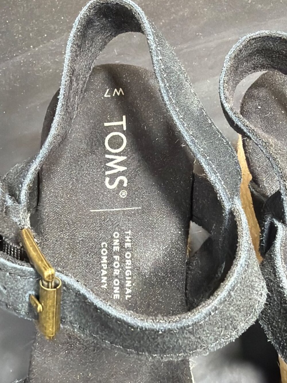 TOMS Monica Black Suede Espadrille Platform Wedge Sandals Women Size 7 US 37.5EU - Picture 4 of 9
